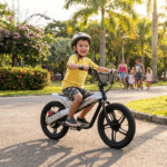 ET01- Bicicleta Elétrica Infantil 16″, 24V 300W, 3 Velocidades, Freio a Disco, IP54 (Prata)