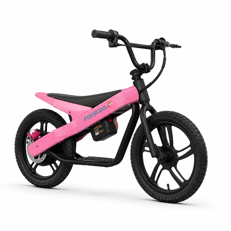 ET01- Bicicleta Elétrica Infantil 16″, 24V 300W, 3 Velocidades, Freio a Disco, IP54 (Rosa)