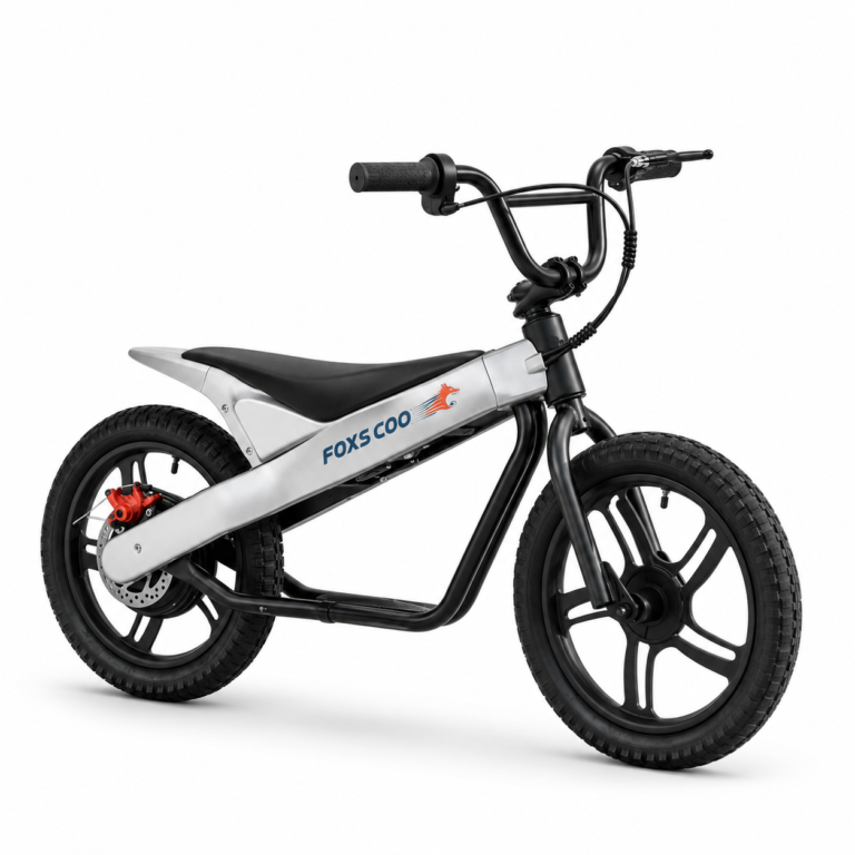 ET01- Bicicleta Elétrica Infantil 16″, 24V 300W, 3 Velocidades, Freio a Disco, IP54 (Prata)