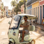 P2- Triciclo Elétrico 1000W Veículo de Mobilidade (Branco e Vinho)