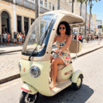 P2- Triciclo Elétrico 1000W Veículo de Mobilidade (Branco e Vinho)