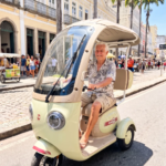 P2- Triciclo Elétrico 1000W Veículo de Mobilidade (Branco e Vinho)