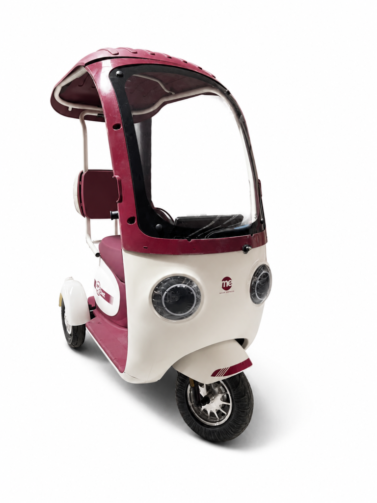 P2- Triciclo Elétrico 1000W Veículo de Mobilidade (Branco e Vinho)