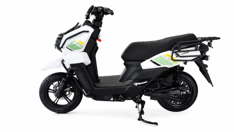 Y3‑Scooter Elétrica, Freio a Disco Duplo, Amortecedor Ajustável(Branco com Faixa Verde)