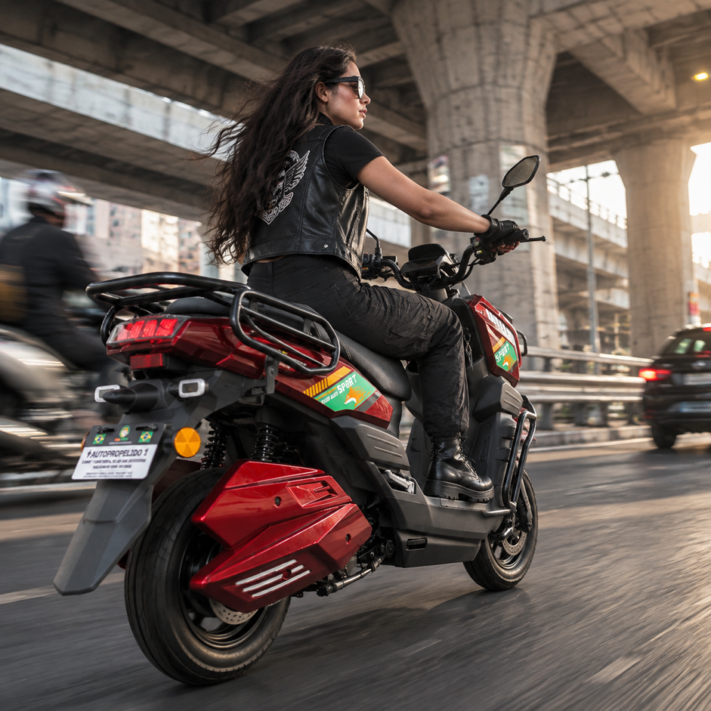 Y3‑Scooter Elétrica, Freio a Disco Duplo, Amortecedor Ajustável（Vermelho Metálico）