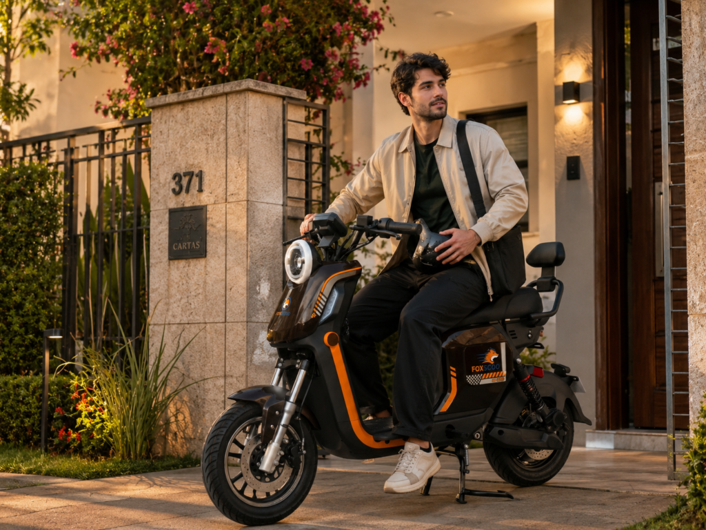 Z6 Scooter Elétrica FOXSCOO 1000W | 3 Velocidades, Alarme Anti‑Roubo, Bluetooth e Entrada USB