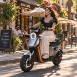 Z6 Scooter Elétrica FOXSCOO 1000W | 3 Velocidades, Alarme Anti‑Roubo, Bluetooth e Entrada USB（Branco）