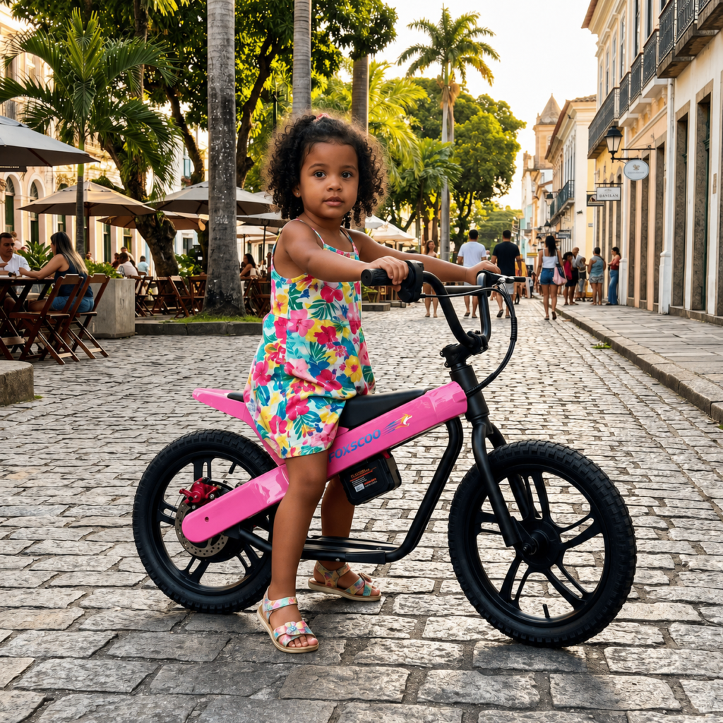 ET01- Bicicleta Elétrica Infantil 16″, 24V 300W, 3 Velocidades, Freio a Disco, IP54 (Prata)