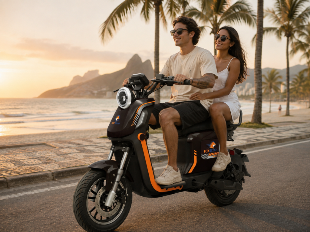 Z6 Scooter Elétrica FOXSCOO 1000W | 3 Velocidades, Alarme Anti‑Roubo, Bluetooth e Entrada USB