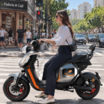 Z6 Scooter Elétrica FOXSCOO 1000W | 3 Velocidades, Alarme Anti‑Roubo, Bluetooth e Entrada USB（Branco）
