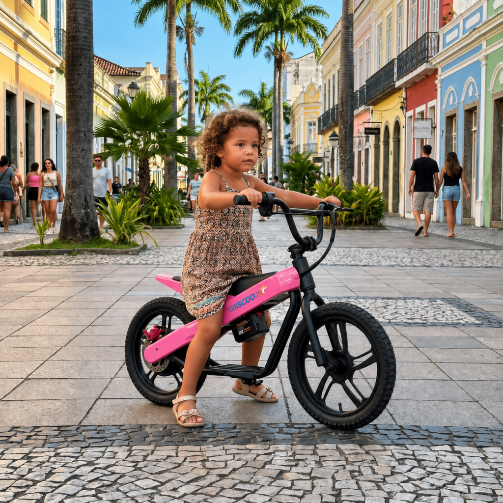 ET01- Bicicleta Elétrica Infantil 16″, 24V 300W, 3 Velocidades, Freio a Disco, IP54 (Prata)