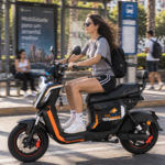 Z6 Scooter Elétrica FOXSCOO 1000W | 3 Velocidades, Alarme Anti‑Roubo, Bluetooth e Entrada USB（Branco）