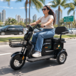 S3- Triciclo Elétrico 1000W Veículo de Mobilidade Familiar (Branco prata)
