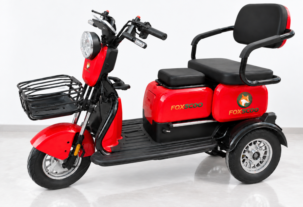 S3- Triciclo Elétrico 1000W Veículo de Mobilidade Familiar (Vermelho)