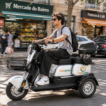 S3- Triciclo Elétrico 1000W Veículo de Mobilidade Familiar (Branco prata)