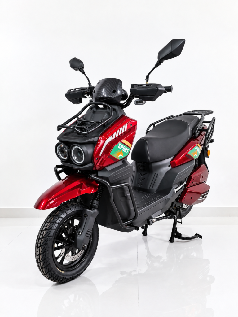 Y3‑Scooter Elétrica, Freio a Disco Duplo, Amortecedor Ajustável（Vermelho Metálico）