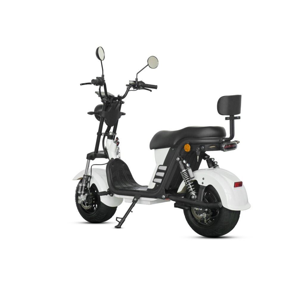 M8 -Bicicleta Elétrica 2000W 60V 24Ah, Dupla Suspensão, Freio a Disco Hidráulico (Branco)
