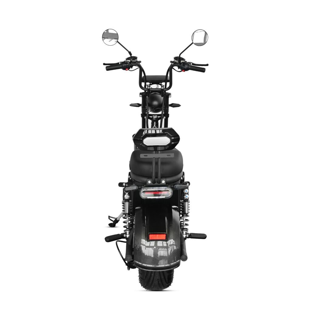 M8 -Bicicleta Elétrica 2000W 60V 24Ah, Dupla Suspensão, Freio a Disco Hidráulico (Preto)