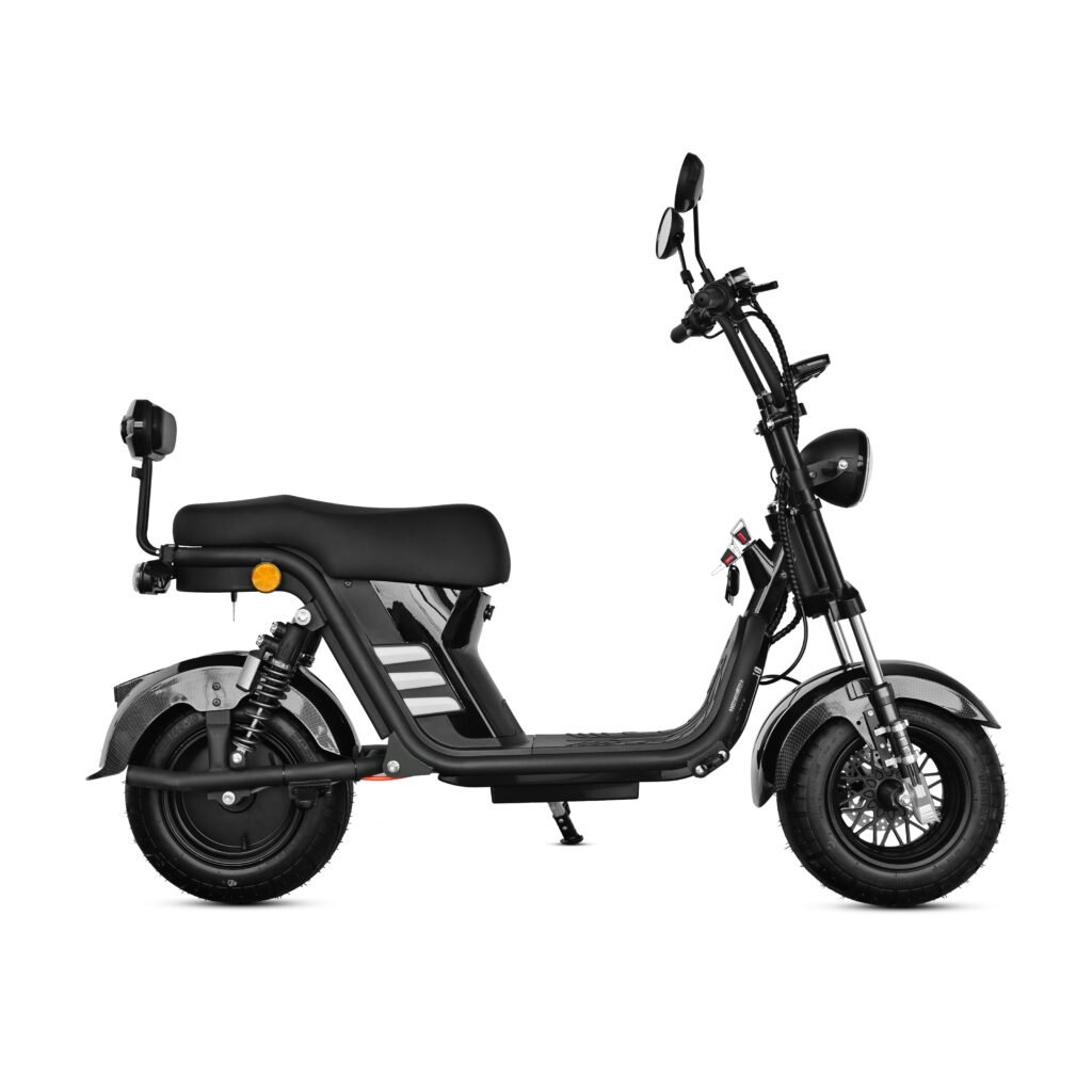 M8 -Bicicleta Elétrica 2000W 60V 24Ah, Dupla Suspensão, Freio a Disco Hidráulico (Preto)