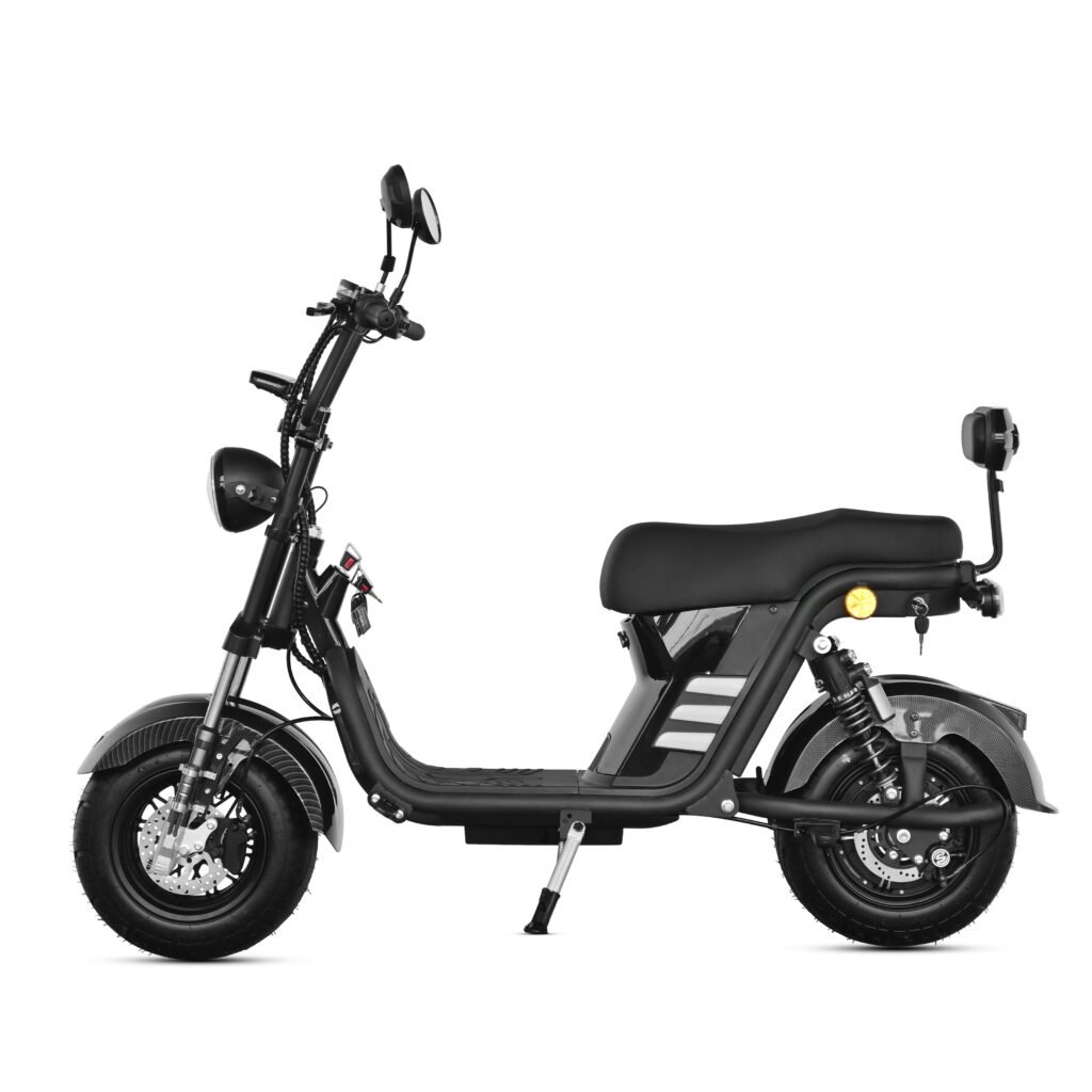 M8 -Bicicleta Elétrica 2000W 60V 24Ah, Dupla Suspensão, Freio a Disco Hidráulico (Preto)