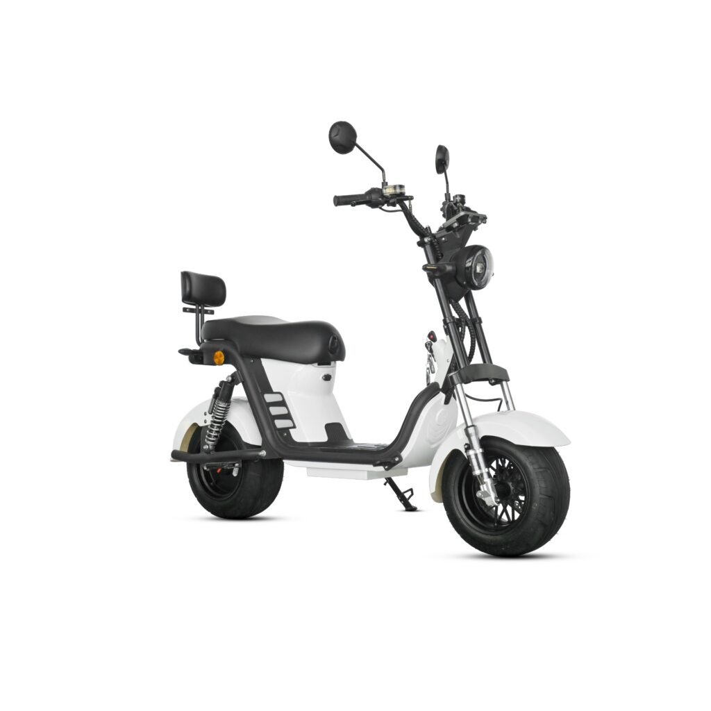 M8 -Bicicleta Elétrica 2000W 60V 24Ah, Dupla Suspensão, Freio a Disco Hidráulico (Branco)