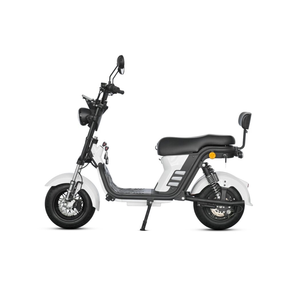 M8 -Bicicleta Elétrica 2000W 60V 24Ah, Dupla Suspensão, Freio a Disco Hidráulico (Branco)
