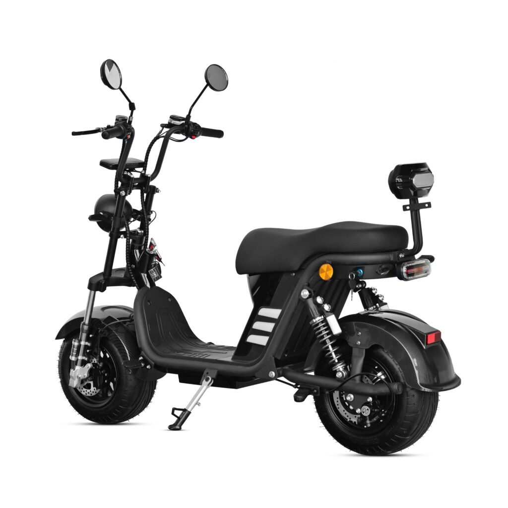 M8 -Bicicleta Elétrica 2000W 60V 24Ah, Dupla Suspensão, Freio a Disco Hidráulico (Preto)
