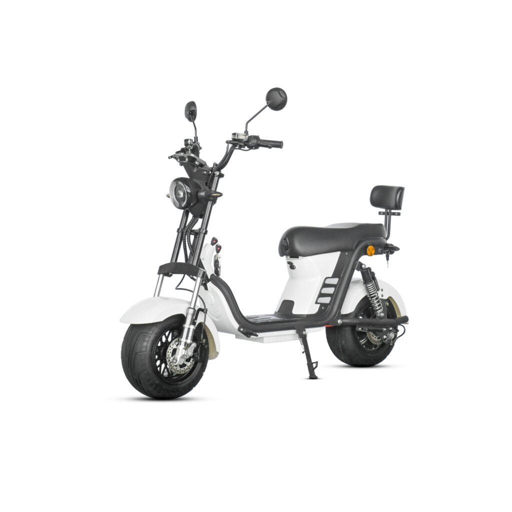M8 -Bicicleta Elétrica 2000W 60V 24Ah, Dupla Suspensão, Freio a Disco Hidráulico (Branco)
