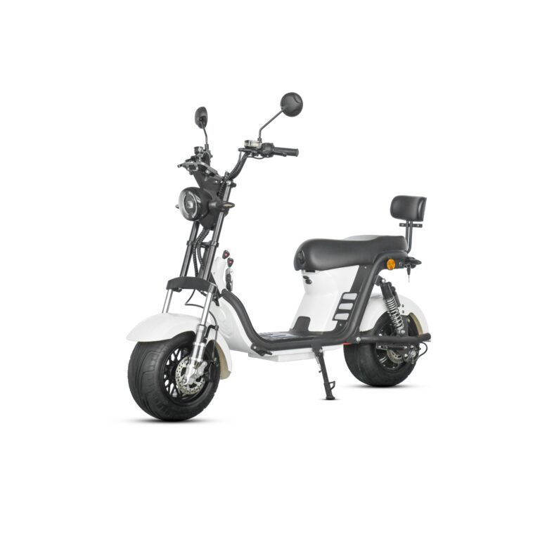 M8 -Bicicleta Elétrica 2000W 60V 24Ah, Dupla Suspensão, Freio a Disco Hidráulico (Branco)