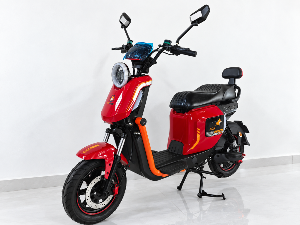 Z6 Scooter Elétrica FOXSCOO 1000W | 3 Velocidades, Alarme Anti‑Roubo, Bluetooth e Entrada USB（Vermelho）